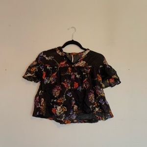 Free people black sheer crop top